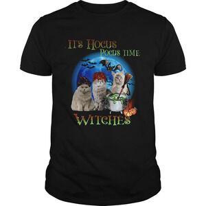 Cats Halloween Its Hocus Pocus Time Witches Shirt